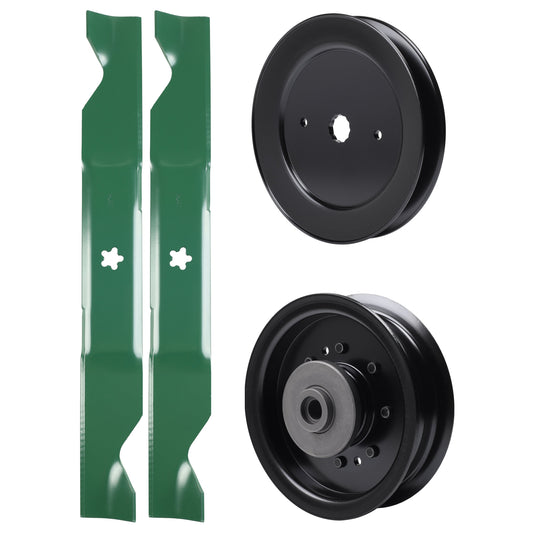 test -  UDC Parts Mower Kit / Pulley 129861 + Pulley 532196104 + 2 Pack Blades 405380 / Fits Husqvarna LSZ4622 LSZ5422 LSZ5424