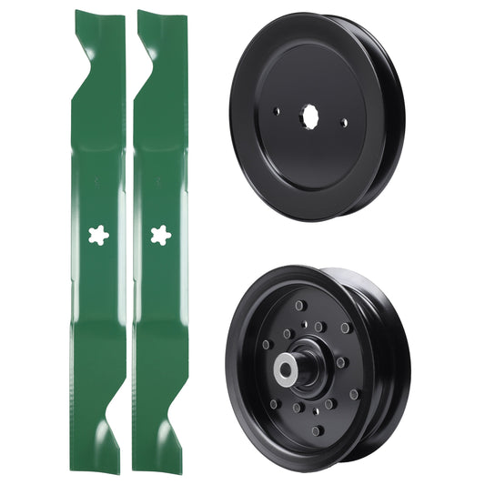 test -  UDC Parts Mower Kit / Pulley 129861 + Pulley 532196106 + 2 Pack Blades 405380 / Fits Husqvarna LSZ4622 LSZ5422 LSZ5424 RZ4219
