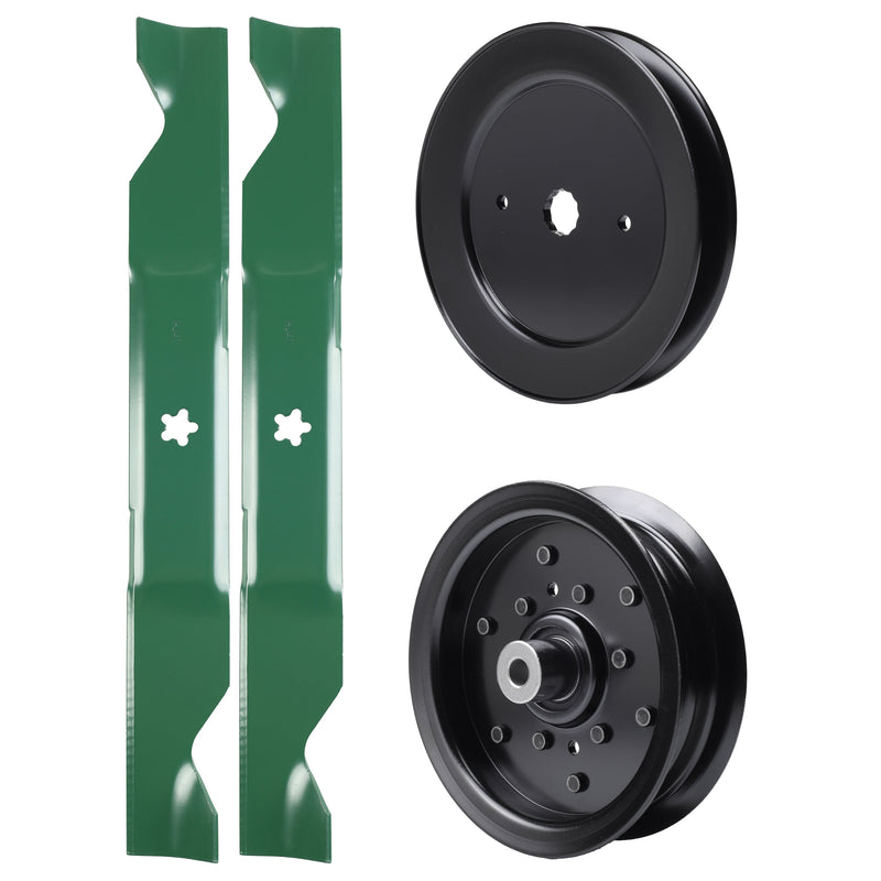 test -  UDC Parts Mower Kit / Pulley 129861 + Pulley 532196106 + 2 Pack Blades 405380 / Fits Husqvarna LSZ4622 LSZ5422 LSZ5424 RZ4219