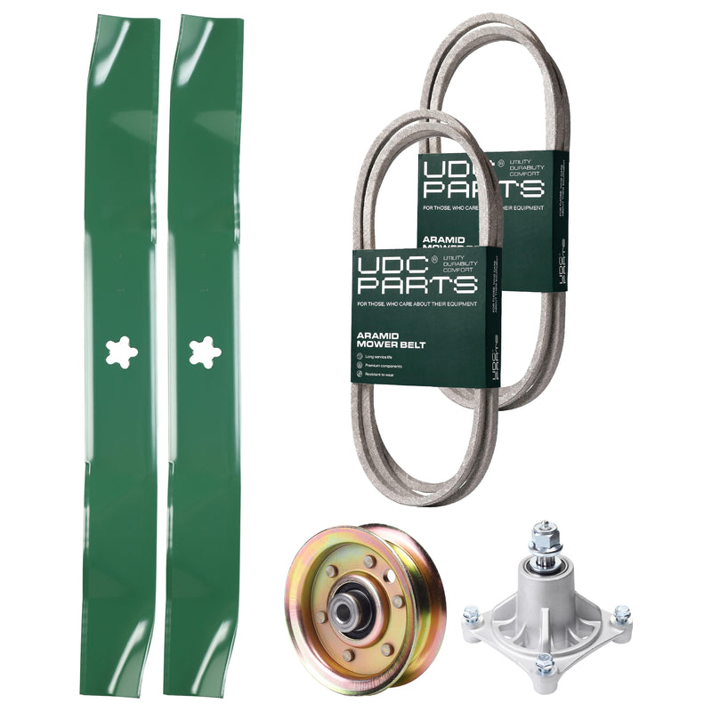 Products -  UDC Parts Mower Kit / Belt 140218 + Belt 144959 + Pulley 532194326 + Pulley 173437 + 2 Pack Blades 134149 / Fits Husqvarna YTH2042 XP