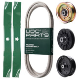  UDC Parts Mower Kit / Belt 144959 + Pulley 532194326 + Pulley 532196106 + Pulley 173437 + 2 Pack Blades 134149 / Fits Husqvarna YTH2042 XP