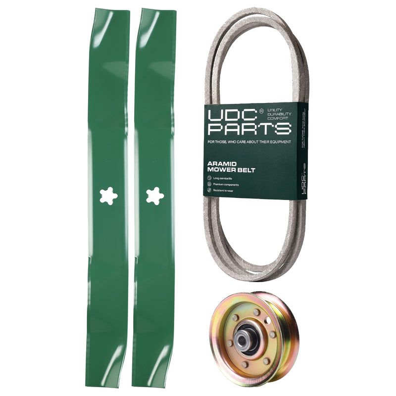  UDC Parts Mower Kit / Belt 140218 + Pulley 173437 + 2 Pack Blades 134149 / Fits Husqvarna YTH2042 XP