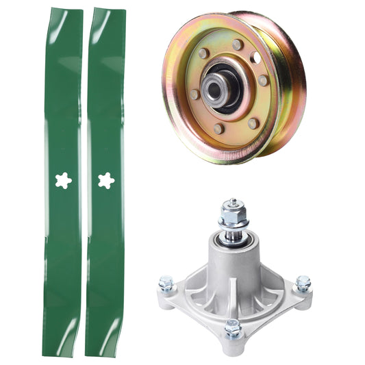 Products -  UDC Parts Mower Kit / Pulley 173437 + Spindle 532174356 + 2 Pack Blades 134149 / Fits Husqvarna LTH1542 YTH130