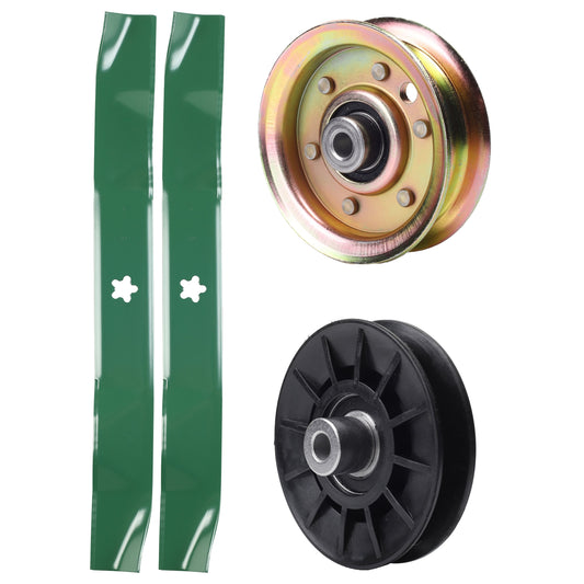 test -  UDC Parts Mower Kit / Pulley 532194326 + Pulley 173437 + 2 Pack Blades 134149 / Fits Husqvarna YTH2042 XP