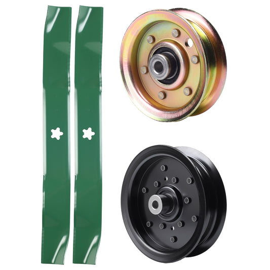test -  UDC Parts Mower Kit / Pulley 532196106 + Pulley 173437 + 2 Pack Blades 134149 / Fits Husqvarna YTH2042 XP