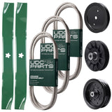 Products -  UDC Parts Mower Kit / Belt 130969 + Belt 140218 + Belt 405143 + Pulley 195945 + Pulley 532194326 + Pulley 532196106 + 2 Pack Blades 134149 / Fits Jonsered LT2223A2