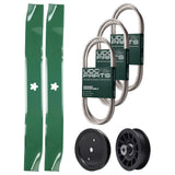 Wholesale Lawn Mower Parts -  UDC Parts Mower Kit / Belt 130969 + Belt 140218 + Belt 197253 + Pulley 195945 + Pulley 532194327 + 2 Pack Blades 134149 / Fits Husqvarna LTH171