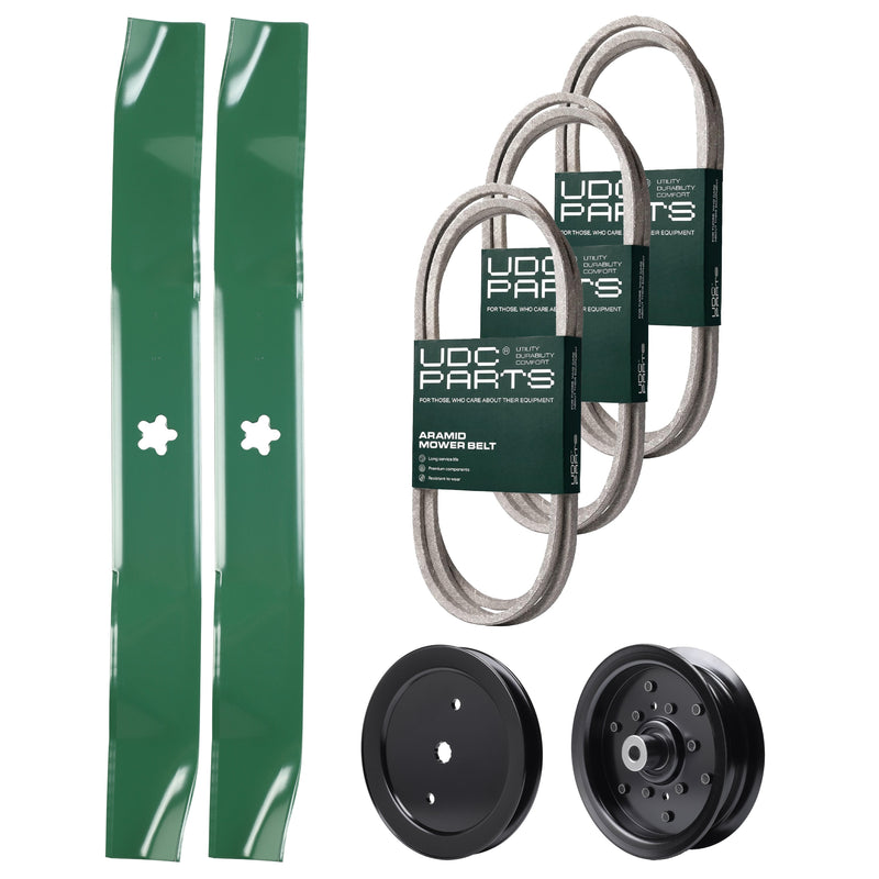 Products -  UDC Parts Mower Kit / Belt 130969 + Belt 194346 + Belt 140218 + Pulley 195945 + Pulley 532196106 + 2 Pack Blades 134149 / Fits Jonsered LT2216A2