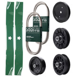 Bulk Lawn Mower Pulleys -  UDC Parts Mower Kit / Belt 138255 + Belt 140218 + Pulley 195945 + Pulley 532194326 + Pulley 532196106 + Pulley 532194327 + 2 Pack Blades 134149 / Fits Jonsered LT2217A