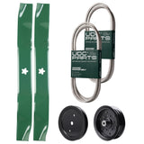  UDC Parts Mower Kit / Belt 194346 + Belt 197253 + Pulley 195945 + Pulley 532196106 + 2 Pack Blades 134149 / Fits Jonsered LT2216 LT2216A2
