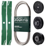 Products -  UDC Parts Mower Kit / Belt 130969 + Pulley 195945 + Pulley 532194326 + Pulley 532196104 + 2 Pack Blades 134149 / Fits Husqvarna YTH23V42