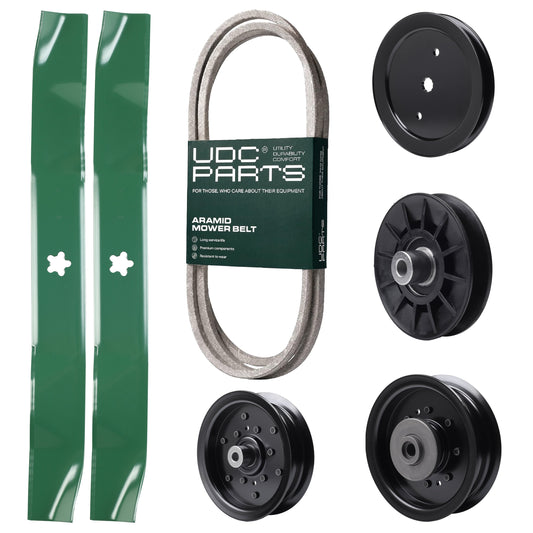 Products -  UDC Parts Mower Kit / Belt 130969 + Pulley 195945 + Pulley 532194326 + Pulley 532196104 + Pulley 532196106 + 2 Pack Blades 134149 / Fits Husqvarna YTH23V42