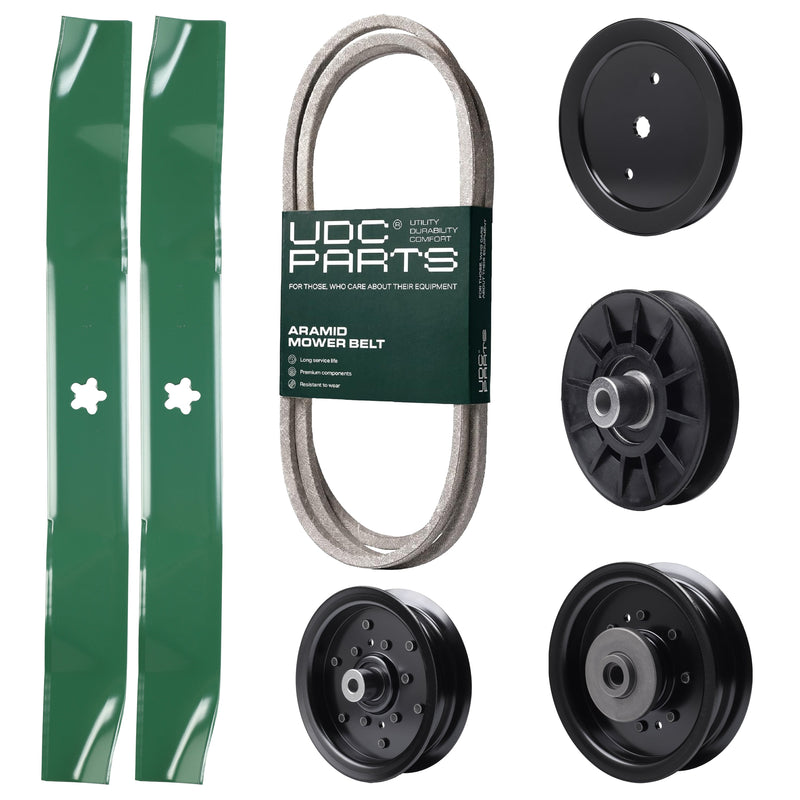 Products -  UDC Parts Mower Kit / Belt 130969 + Pulley 195945 + Pulley 532194326 + Pulley 532196104 + Pulley 532196106 + 2 Pack Blades 134149 / Fits Husqvarna YTH23V42