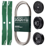 Products -  UDC Parts Mower Kit / Belt 140218 + Pulley 195945 + Pulley 532196106 + Pulley 532194327 + 2 Pack Blades 134149 / Fits Jonsered LT2216A2 LT2217A