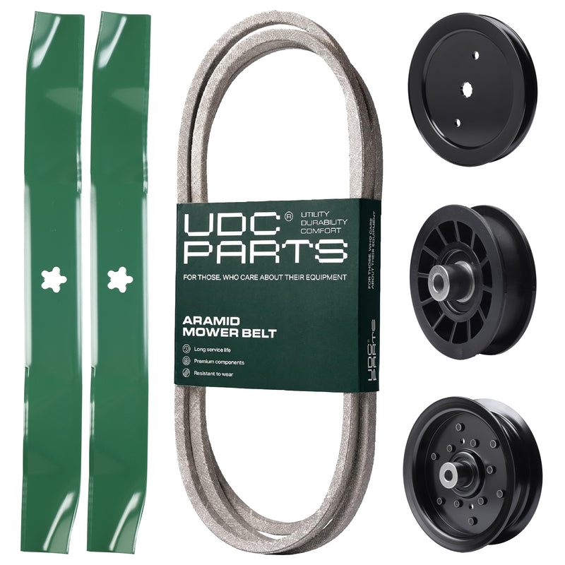 Products -  UDC Parts Mower Kit / Belt 138255 + Pulley 195945 + Pulley 532196106 + Pulley 532194327 + 2 Pack Blades 134149 / Fits Jonsered LT2216 LT2217A