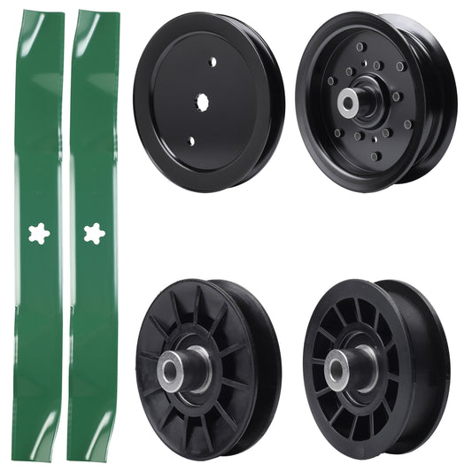 test -  UDC Parts Mower Kit / Pulley 195945 + Pulley 532194326 + Pulley 532196106 + Pulley 532194327 + 2 Pack Blades 134149 / Fits Jonsered LT2216 LT2216A2 LT2217A LT2317A LT2317A2 YT42
