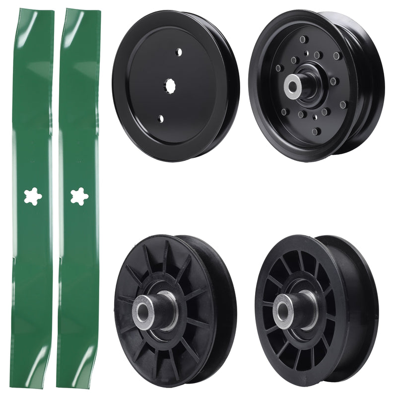  UDC Parts Mower Kit / Pulley 195945 + Pulley 532194326 + Pulley 532196106 + Pulley 532194327 + 2 Pack Blades 134149 / Fits Statesman SO20H42YT