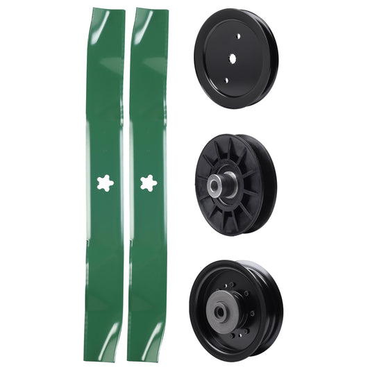 test -  UDC Parts Mower Kit / Pulley 195945 + Pulley 532194326 + Pulley 532196104 + 2 Pack Blades 134149 / Fits Husqvarna YTH23V42