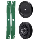 test -  UDC Parts Mower Kit / Pulley 195945 + Pulley 532194326 + 2 Pack Blades 134149 / Fits Husqvarna LT1942 LT2223A2 LTH171 TS142 TS142K TS142L TS142T TS142X TS142XK YT16542 YT16542T YT1942 YT1942T YTA18542