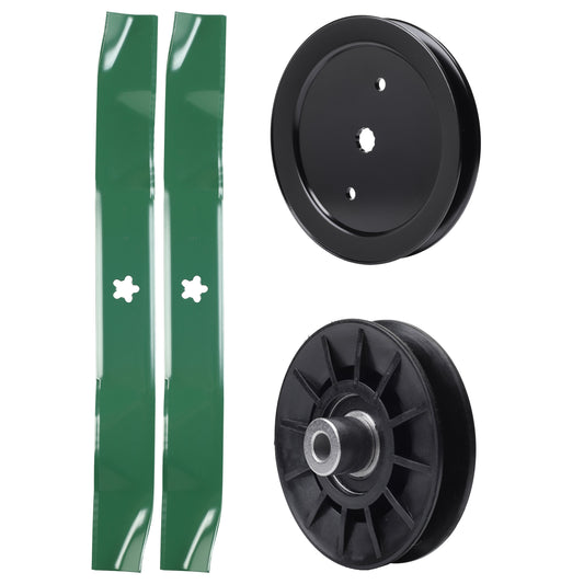 test -  UDC Parts Mower Kit / Pulley 195945 + Pulley 532194326 + 2 Pack Blades 134149 / Fits Statesman SO20H42YT