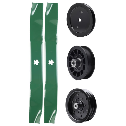 test -  UDC Parts Mower Kit / Pulley 195945 + Pulley 532196106 + Pulley 532194327 + 2 Pack Blades 134149 / Fits Poulan C20H42YT PO175A42LT XT195H42LT