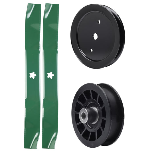 test -  UDC Parts Mower Kit / Pulley 195945 + Pulley 532194327 + 2 Pack Blades 134149 / Fits Jonsered LT2216 LT2216A2 LT2217A LT2317A LT2317A2 YT42