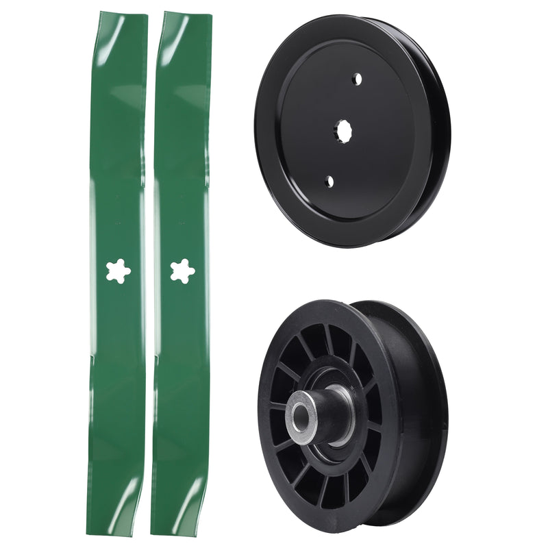 test -  UDC Parts Mower Kit / Pulley 195945 + Pulley 532194327 + 2 Pack Blades 134149 / Fits Statesman SO20H42YT