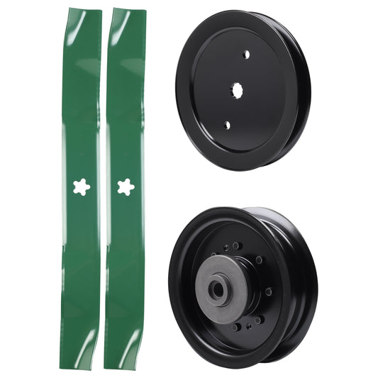 test -  UDC Parts Mower Kit / Pulley 195945 + Pulley 532196104 + 2 Pack Blades 134149 / Fits Husqvarna YTH23V42