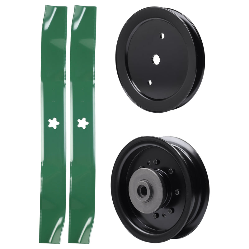 test -  UDC Parts Mower Kit / Pulley 195945 + Pulley 532196104 + 2 Pack Blades 134149 / Fits Husqvarna YTH23V42