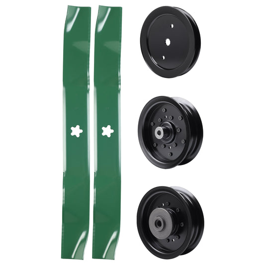 test -  UDC Parts Mower Kit / Pulley 195945 + Pulley 532196104 + Pulley 532196106 + 2 Pack Blades 134149 / Fits Husqvarna YTH23V42