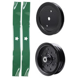 test -  UDC Parts Mower Kit / Pulley 532195945 + Pulley 532196106 + 2 Pack Blades 134149 / Fits Weed Eater W17542H
