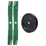  UDC Parts Mower Kit / Pulley 195945 + 2 Pack Blades 134149 / Fits Husqvarna LT1942 LT2223A2 LTH171 RZ19CE RZ4216 RZ4219 RZ4219BF RZ4221BF TS142 TS142K TS142L TS142T TS142X TS142XK YT16542 YT16542T