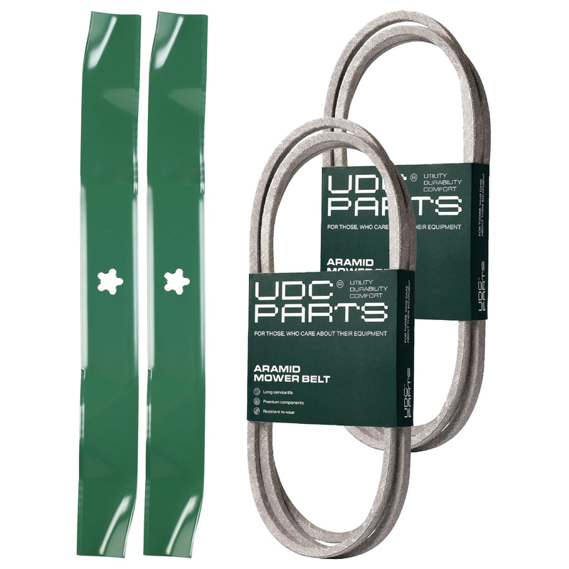 Products -  UDC Parts Mower Kit / Belt 140294 + Belt 144200 + 2 Pack Blades 134149 / Fits Huskee TS15H42A