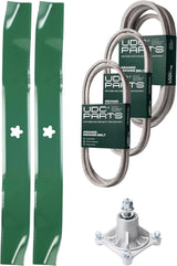 Products -  UDC Parts Mower Kit / Belt 140294 + Belt 174368 + Belt 180808 + Spindle 532174356 + 2 Pack Blades 134149 / Fits Jonsered LT2122A2