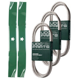  UDC Parts Mower Kit / Belt 130969 + Belt 140218 + Belt 140294 + 2 Pack Blades 134149 / Fits Husqvarna LTH152 LTH1842 YTH150 YTH1542 XP YTH180