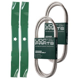  UDC Parts Mower Kit / Belt 140218 + Belt 197253 + 2 Pack Blades 134149 / Fits Poulan Pro PB195H42LT PB19H42YT PB20H42YT PB22H42YT PB22TH42YT PK20H42YT XT19H42YT XT22H42YT