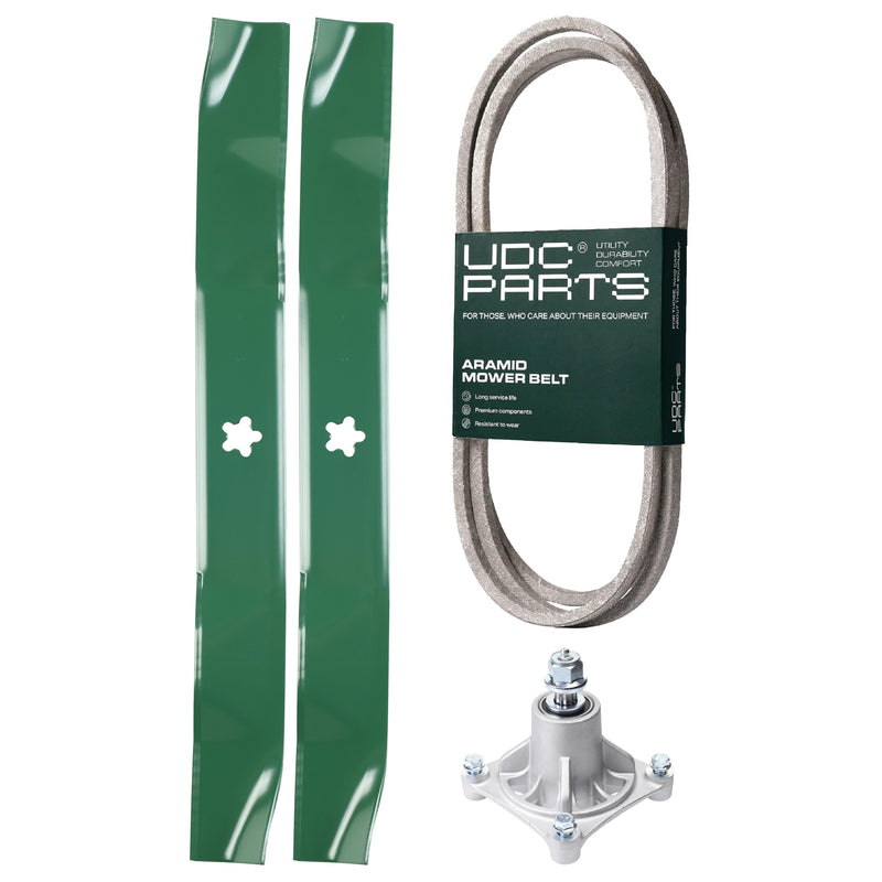 Products -  UDC Parts Mower Kit / Belt 180808 + Spindle 532174356 + 2 Pack Blades 134149 / Fits Jonsered LT2122A2
