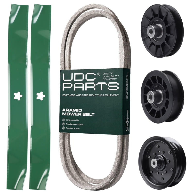 Products -  UDC Parts Mower Kit / Belt 140218 + Pulley 532194326 + Pulley 532196106 + Pulley 532194327 + 2 Pack Blades 134149 / Fits Statesman SO20H42YT