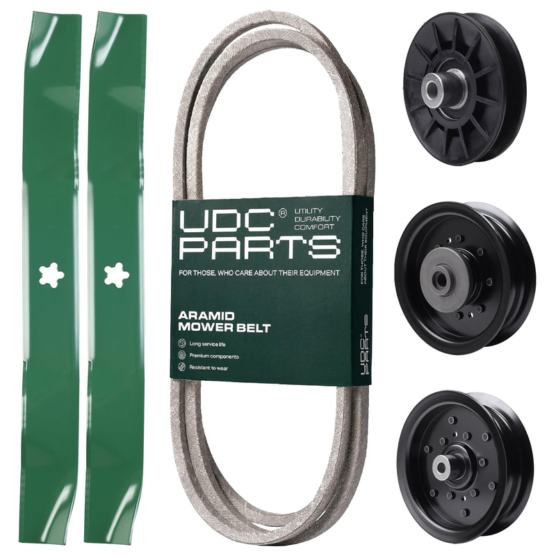 Products -  UDC Parts Mower Kit / Belt 130969 + Pulley 532194326 + Pulley 532196104 + Pulley 532196106 + 2 Pack Blades 134149 / Fits Husqvarna YTH23V42