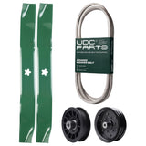  UDC Parts Mower Kit / Belt 197253 + Pulley 532196106 + Pulley 532194327 + 2 Pack Blades 134149 / Fits Poulan C20H42YT PO175A42LT