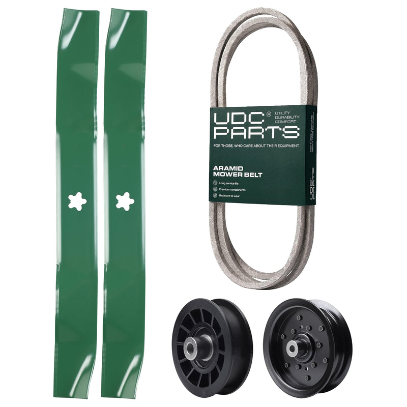  UDC Parts Mower Kit / Belt 197253 + Pulley 532196106 + Pulley 532194327 + 2 Pack Blades 134149 / Fits Poulan C20H42YT PO175A42LT