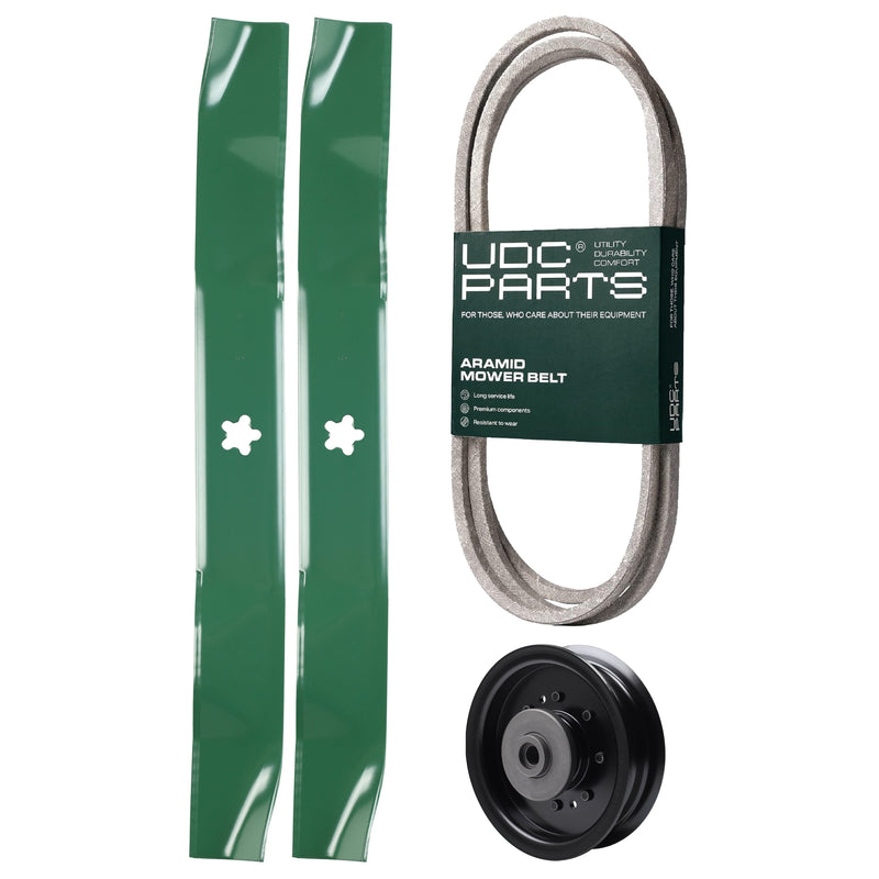 Products -  UDC Parts Mower Kit / Belt 130969 + Pulley 532196104 + 2 Pack Blades 134149 / Fits Husqvarna YTH23V42