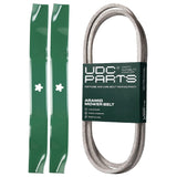  UDC Parts Mower Kit / Belt 197253 + 2 Pack Blades 134149 / Fits Jonsered LT2216 LT2216A2 LT2216CMA2 LT2217A LT2223A2