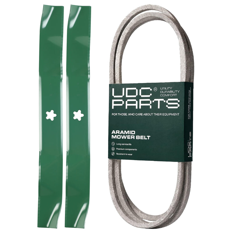  UDC Parts Mower Kit / Belt 197253 + 2 Pack Blades 134149 / Fits Jonsered LT2216 LT2216A2 LT2216CMA2 LT2217A LT2223A2