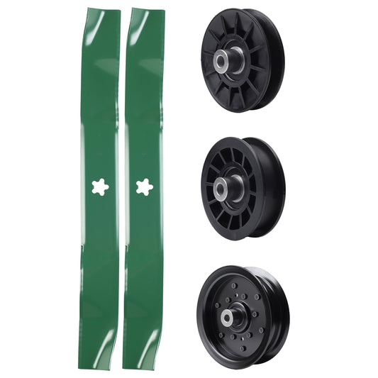 test -  UDC Parts Mower Kit / Pulley 532194326 + Pulley 532196106 + Pulley 532194327 + 2 Pack Blades 134149 / Fits Jonsered LT2216 LT2216A2 LT2217A LT2317A LT2317A2 YT42