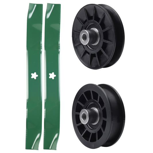 test -  UDC Parts Mower Kit / Pulley 532194326 + Pulley 532194327 + 2 Pack Blades 134149 / Fits Poulan C20H42YT PO175A42LT XT195H42LT