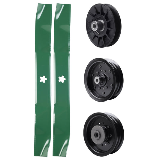 test -  UDC Parts Mower Kit / Pulley 532194326 + Pulley 532196104 + Pulley 532196106 + 2 Pack Blades 134149 / Fits Husqvarna YTH23V42
