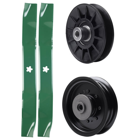 test -  UDC Parts Mower Kit / Pulley 532194326 + Pulley 532196104 + 2 Pack Blades 134149 / Fits Husqvarna YTH23V42
