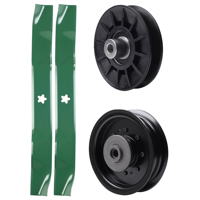test -  UDC Parts Mower Kit / Pulley 532194326 + Pulley 532196104 + 2 Pack Blades 134149 / Fits Husqvarna YTH23V42