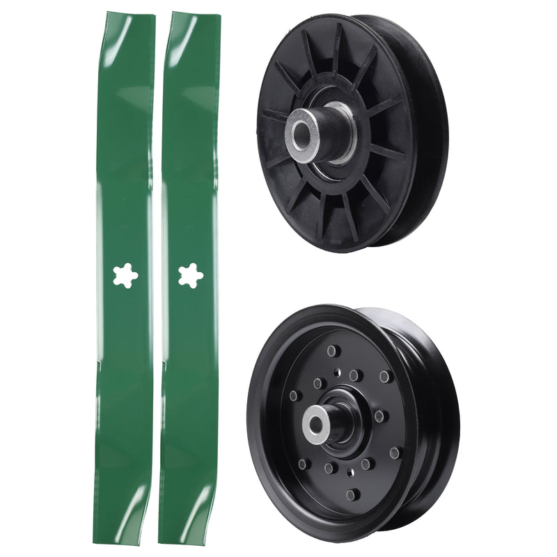 test -  UDC Parts Mower Kit / Pulley 532194326 + Pulley 532196106 + 2 Pack Blades 134149 / Fits Poulan C20H42YT PO175A42LT XT195H42LT